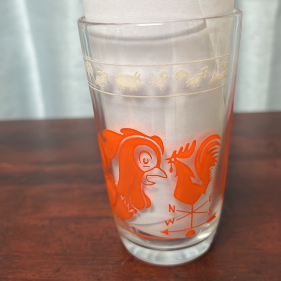 Vintage Kraft Swanky Swig Kid Cup Juice Glass Orange Dogs Roosters - Picture 3 of 11